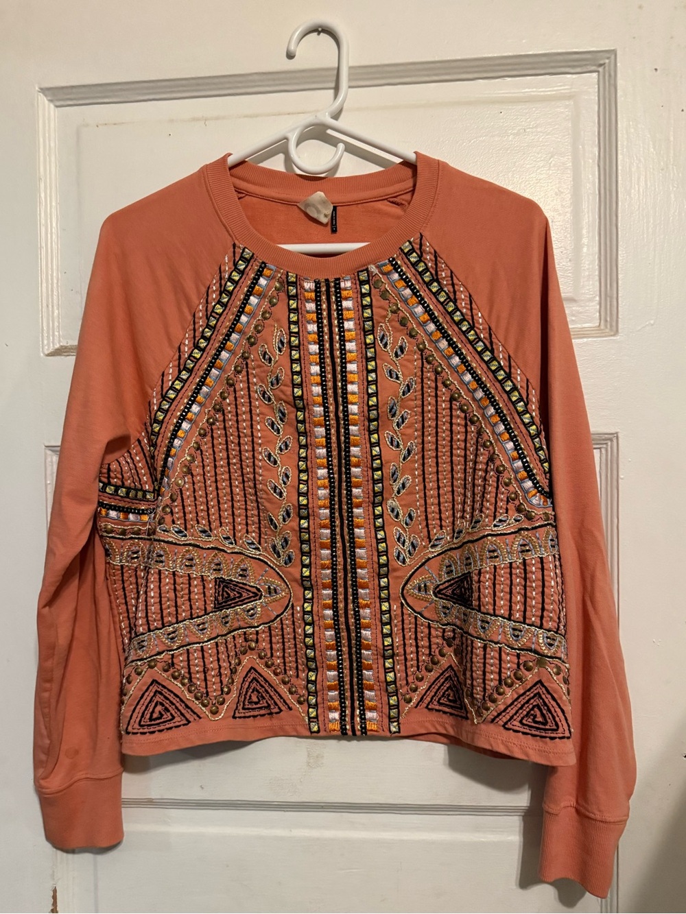 Anthropologie Akemi + Kin Embellished Beaded Long-Sleeve Shirt - Size Small